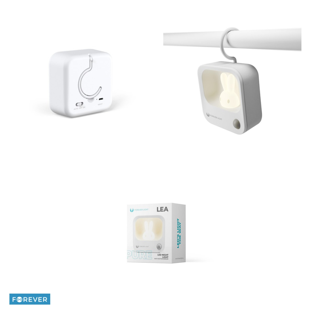 Lampa de veghe LED Forever Light iepuras FLC-10, senzor de miscare, acumulator 500 mAh, cablu USB-C 1m, dimensiuni 78 x 78 x 38mm, 1.10 W, lumina alba calda [4]