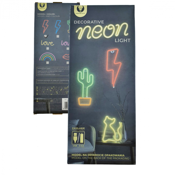 Lampa decorativa LED tip Neon, 34 x 14 cm, model Fulger, Forever Light Thunder 94939, iluminare decorativa, lumina calda, rosu [5]