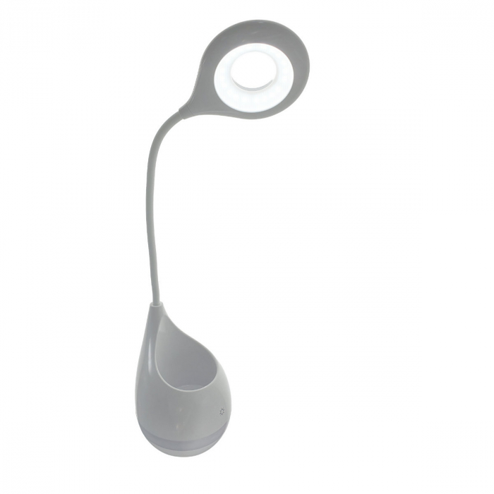 Lampa Led 5W, de birou, Platinet 45211, cu acumulator 2000mAh, cu suport accesorii, 500x120x120mm, ABS, alba [2]