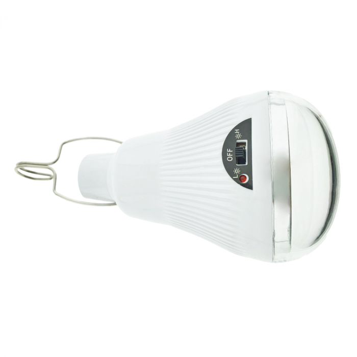 Lampa LED cu panou solar detasabil, GR-020, carlig de prindere, lungime cablu 2.6m, buton control, alb [5]