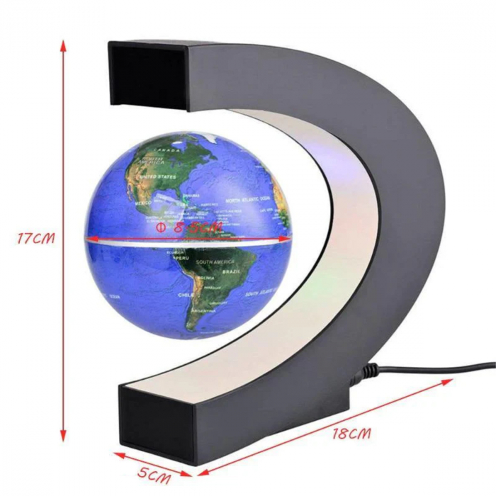 Lampa LED decorativa Glob Terra cu levitatie magnetica, diametru 85 mm, inaltime 17.5 cm [2]