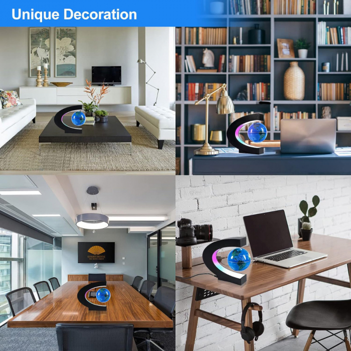 Lampa LED decorativa Glob Terra cu levitatie magnetica, diametru 85 mm, inaltime 17.5 cm [4]