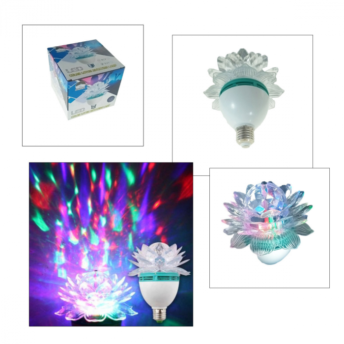 Lampa rotativa LED RGB 3W, Lotus, soclu E27, diametru 12cm [4]