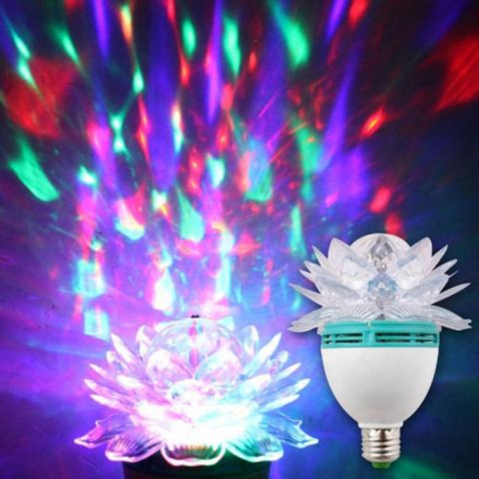 Lampa rotativa LED RGB 3W, Lotus, soclu E27, diametru 12cm [2]