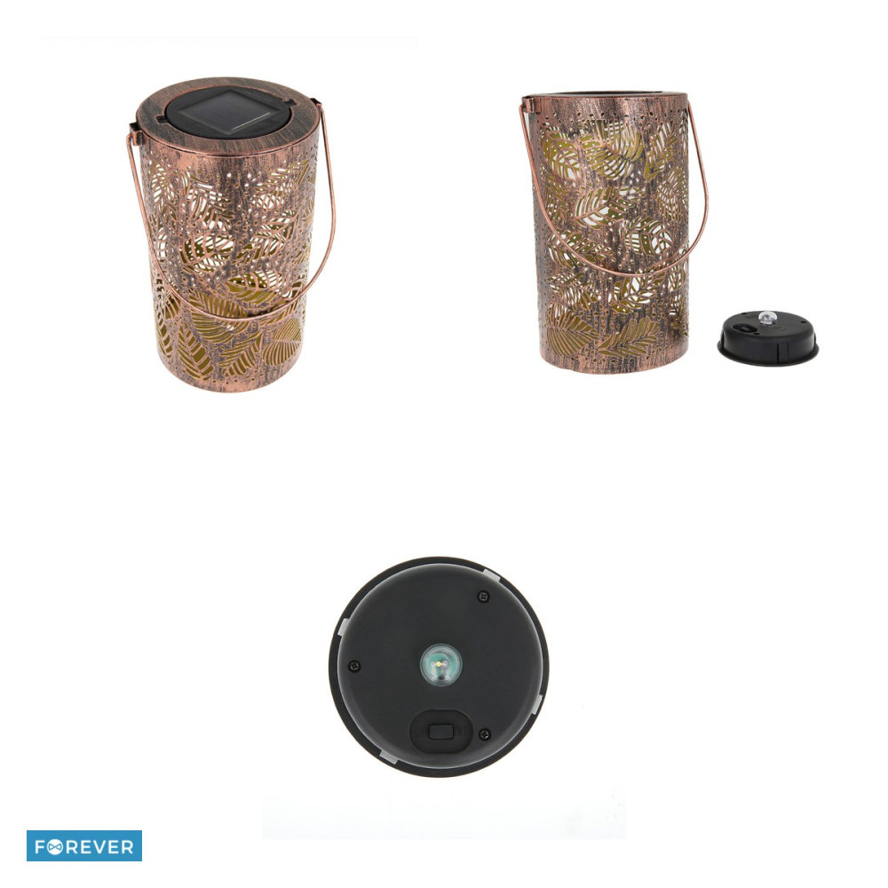 Lampa solara LED Forever Light frunze marocane FLS-210, 12 lm, 3000K lumina calda, baterie Ni-MH 1,2V⎓600mAh, panou solar policristalin, dimensiuni 120x120x200mm, IP44, material ABS si otel [4]