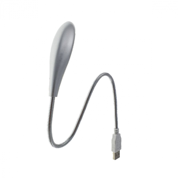 Lampa USB cu brat flexibil si 3 led-uri, lungime 410mm, argintie [2]
