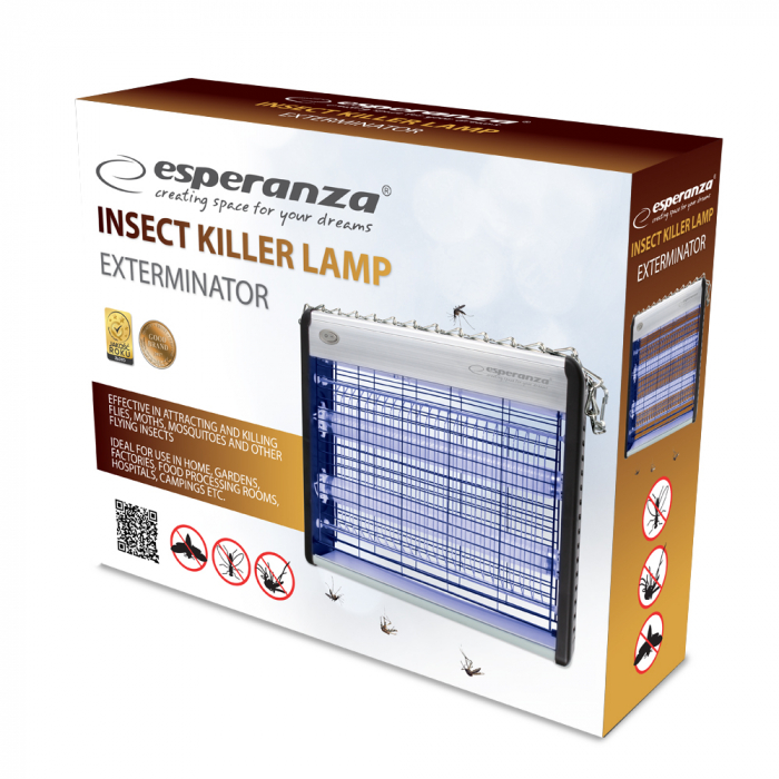 Lampa UV anti - insecte, 12W, Esperanza Exterminator, tensiune interioara 1600 V, acoperire 50 mp [2]