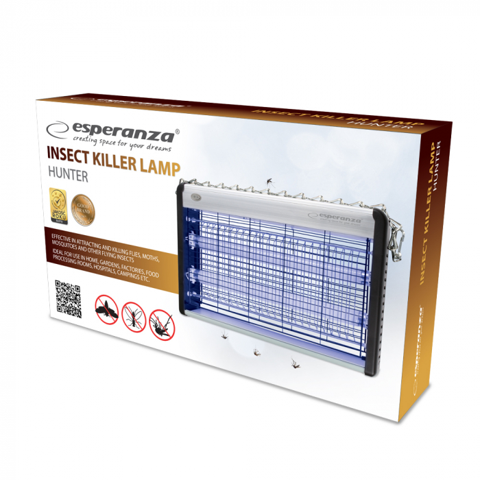 Lampa UV anti - insecte, 20W, Esperanza Hunter, tensiune interioara 2200 V, acoperire 80 mp [2]