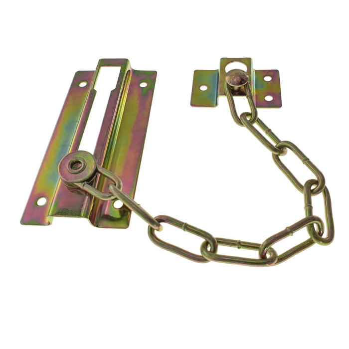Lant de siguranta pentru usa de intrare, blocare si intredeschidere, 86x43mm, lungime lant 180mm, auriu [2]