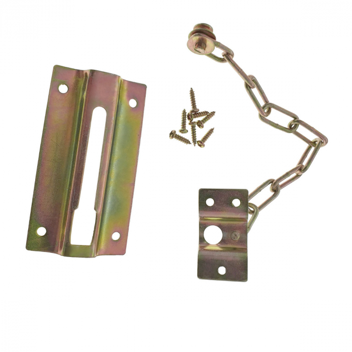 Lant de siguranta pentru usa de intrare, blocare si intredeschidere, lungime 180mm, auriu [4]