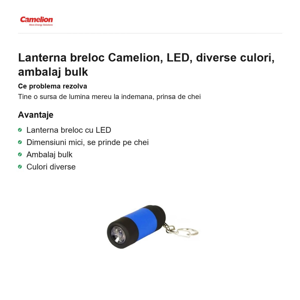 Lanterna breloc Camelion, LED, diverse culori, ambalaj bulk [2]