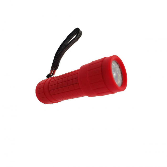 Lanterna cu 9 led-uri, Lamex 72826, cu prindere anti-alunecare, 100x30mm, 3xAAA, rosie [2]