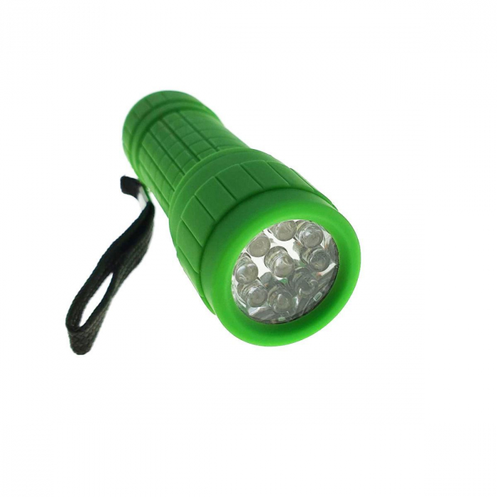 Lanterna cu 9 led-uri, Lamex 72826, cu prindere anti-alunecare, 100x30mm, 3xAAA, verde [3]