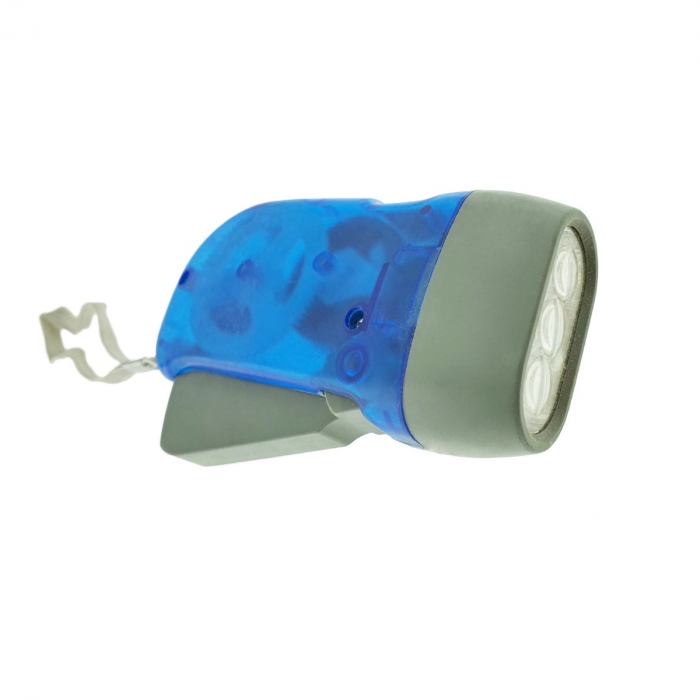 Lanterna cu dinam, 3 LED-uri, LSI-A, cu apasare manuala, fara baterie, albastru-gri [1]
