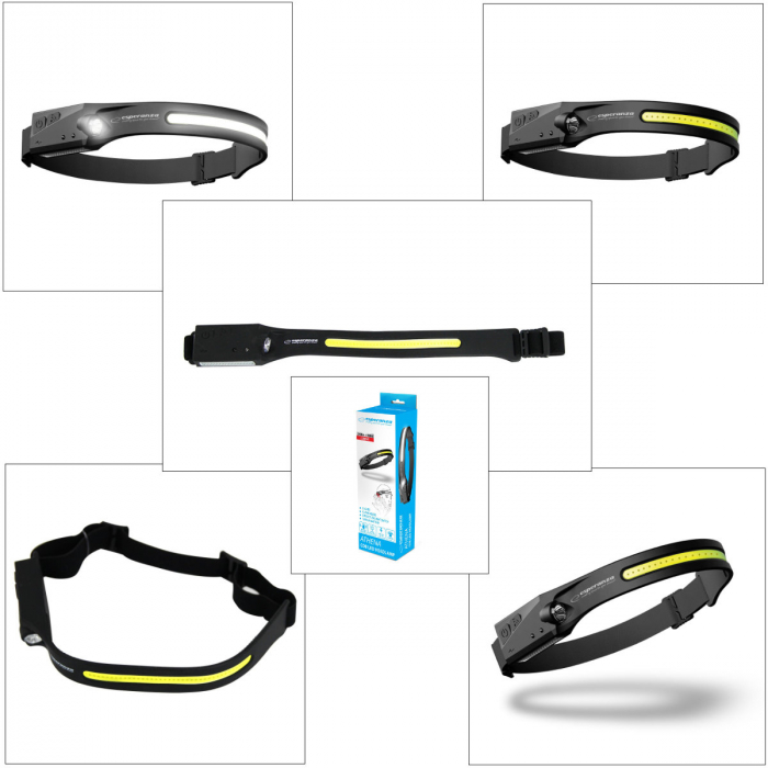 Lanterna de cap cu banda LED COB 3W si reflector XPE 1W, senzor miscare, baterie Li-Ion 120 mAh si port USB-C, ES-96089, IPX2 [5]