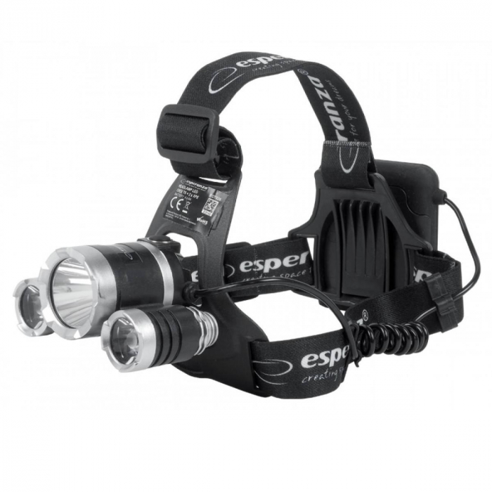 Lanterna frontala, Esperanza Cepheus, LED CREE T6 si doua diode XPE, inclinare reglabila, prindere cu banda elastica, alimentare 4 x AA [1]