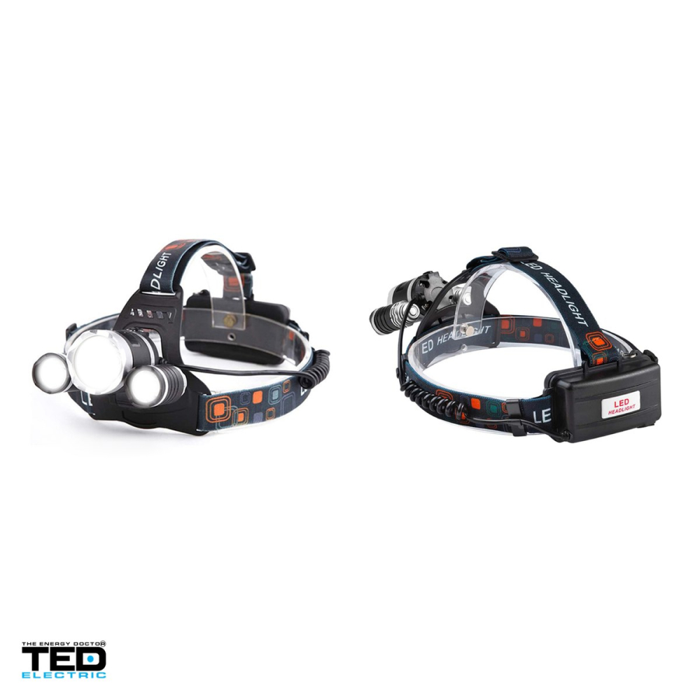 Lanterna frontala TED Electric TL-7054 TED002099, 3 LED-uri XM-L T6, 16 W, 590 lm, 2 acumulatori 18650 inclusi [4]