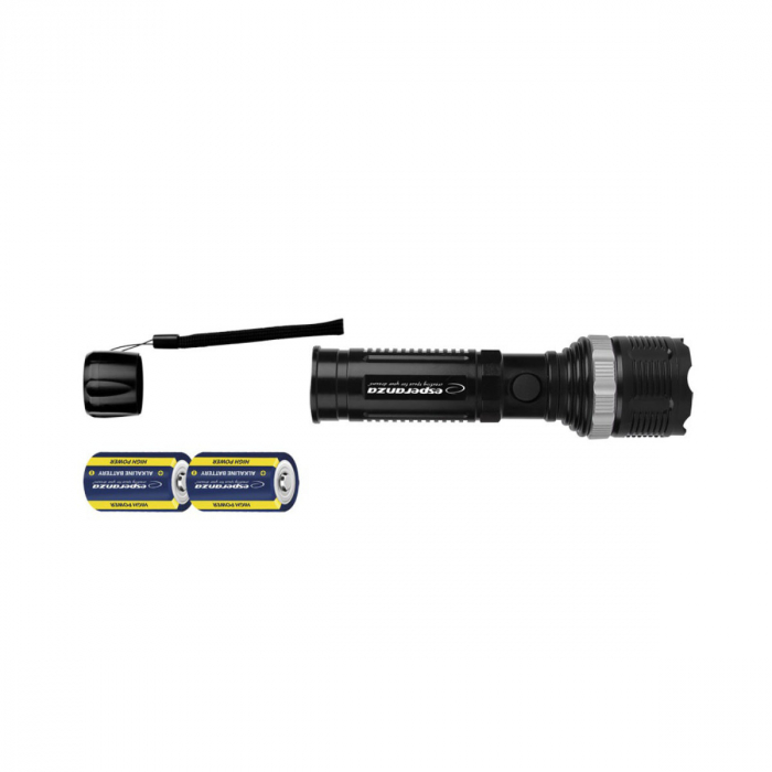 Lanterna LED 1W, 80 lumeni, lumina reglabila, 2 x R20, 23.5 x 5 cm, rezistenta, ES-96108, neagra [3]