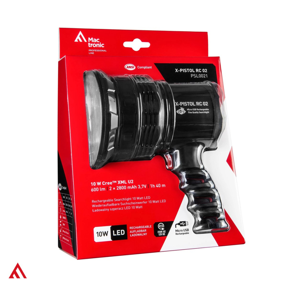 Lanterna Mactronic X-Pistol, LED 10 W, 700 lm, 2 acumulatori 18650 2800 mAh inclusi [4]