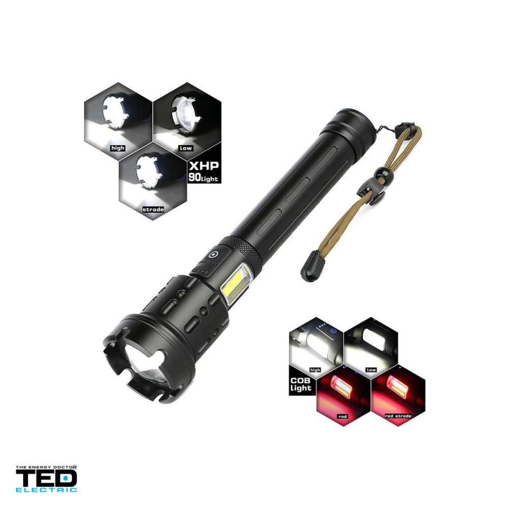 Lanterna TED Electric TL-8196-1, LED 15 W, 2600 lm, 2 acumulatori 26650 inclusi [4]