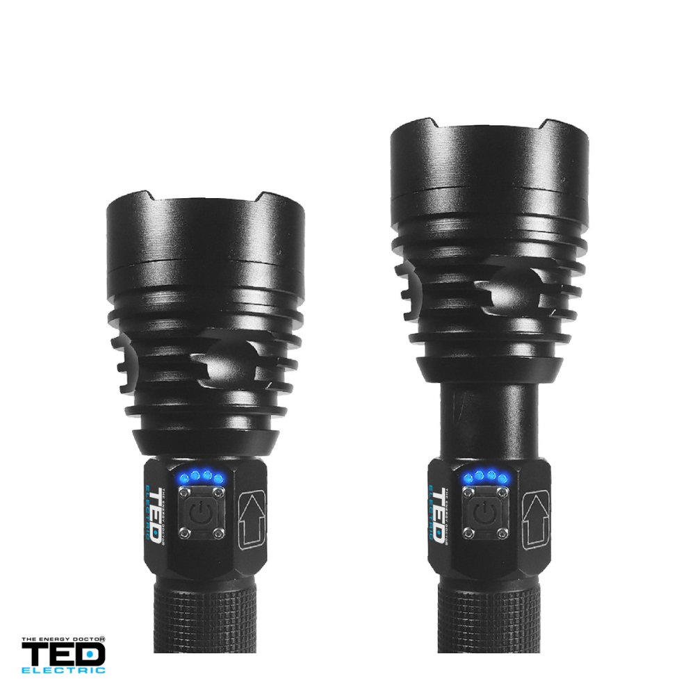Lanterna TED Electric TL-8196 TED002051, LED 15 W, 1800 lm, zoom, IP65, 2 acumulatori 18650 inclusi [4]