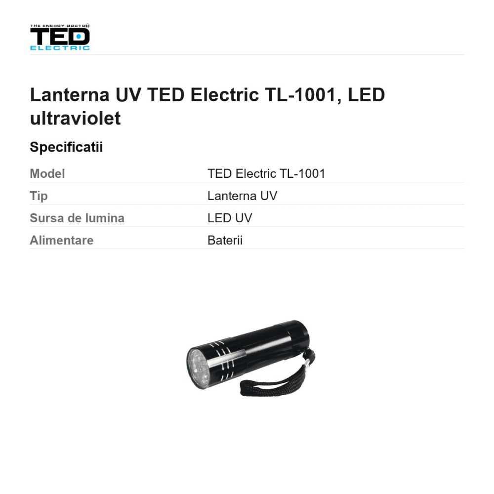 Lanterna UV TED Electric TL-1001, LED ultraviolet [3]