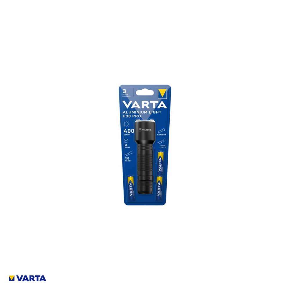 Lanterna VARTA Aluminium Light F30 Pro 17608, aluminiu, 400 lm, raza 150 m, autonomie 50 h, 3 baterii AAA, focalizare spot - flood [4]