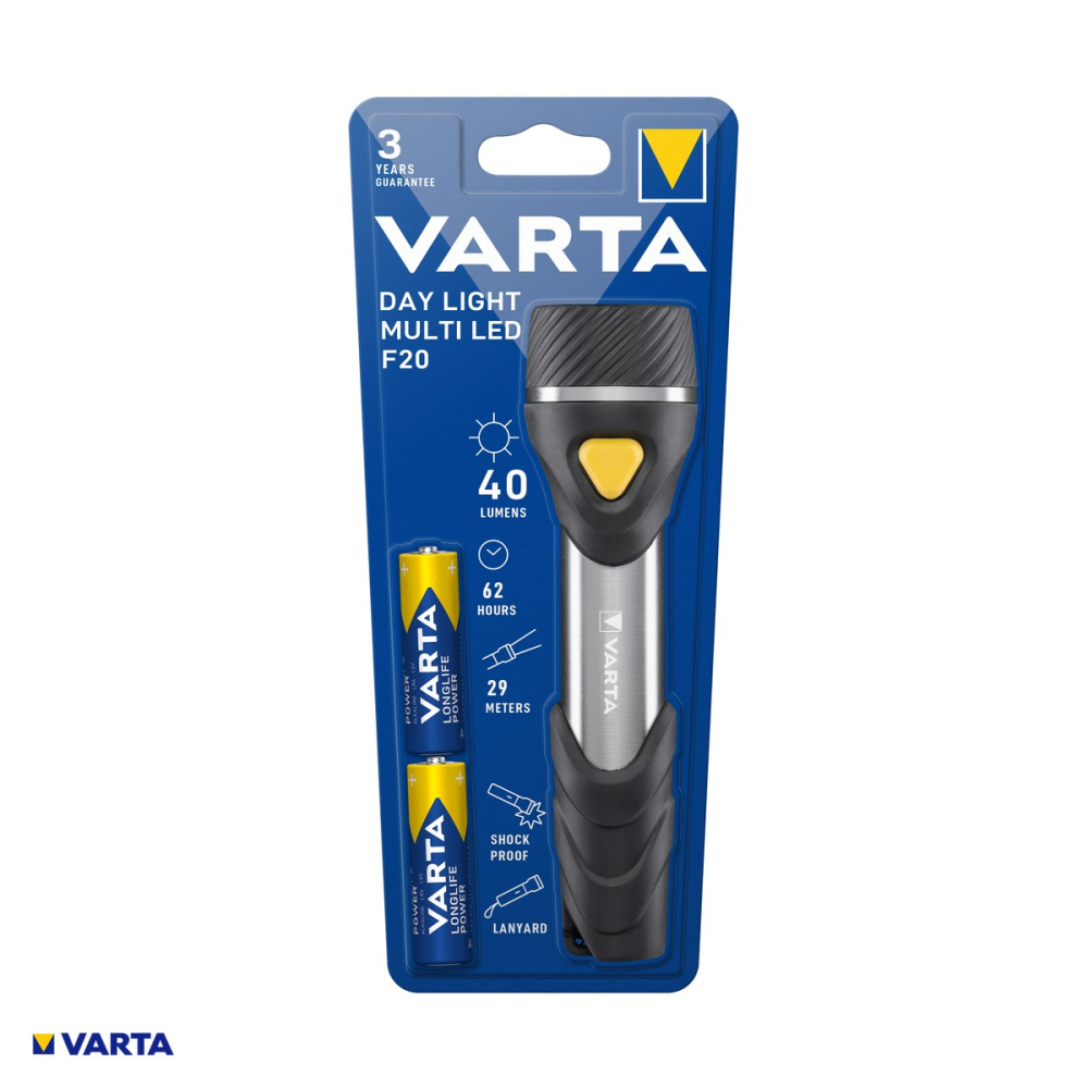 Lanterna VARTA Day Light Multi LED F20 16632, 40 lm, aluminiu si cauciuc, snur de mana, 2 baterii AA incluse [4]