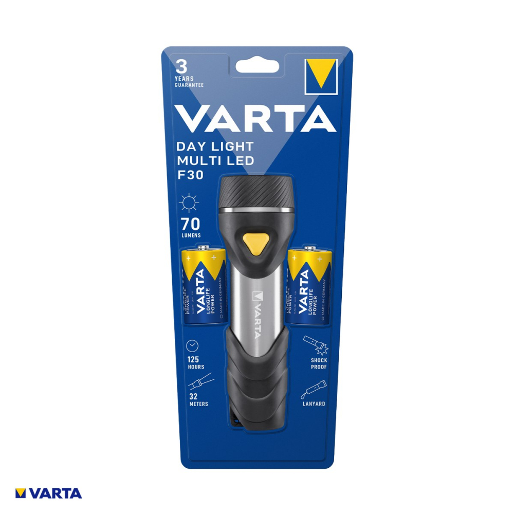 Lanterna VARTA Day Light Multi LED F30 17612, 14 LED-uri, 70 lm, snur de mana, 2 baterii D incluse [4]