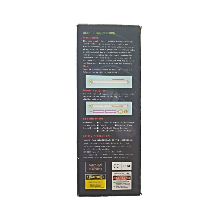Laser pointer LPG-01,unda verde,putere 5mW,negru [5]