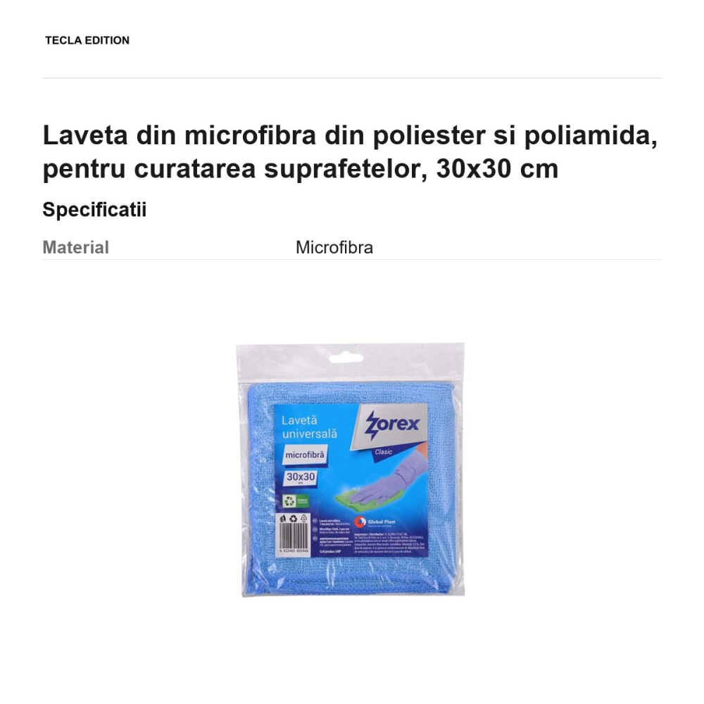 Laveta din microfibra din poliester si poliamida, pentru curatarea suprafetelor, 30x30 cm [3]