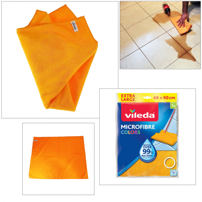 Laveta pentru podea Vileda Microfibre Cloth Colors Extra Large 19650, 48 x 60 cm, portocalie [4]