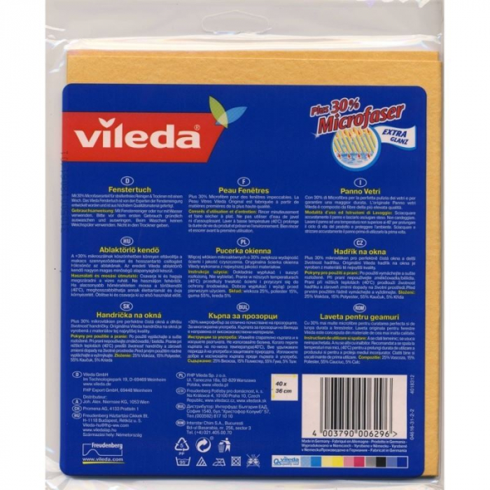 Laveta Vileda 00629, pentru geamuri, cu fibre microactive,40x36cm [4]
