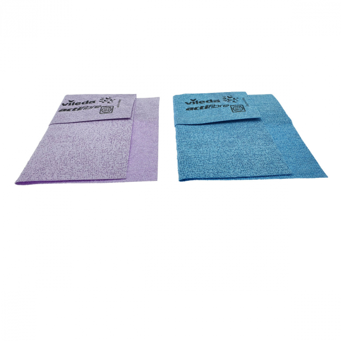 Lavete de curatare suprafete, Vileda Actifibre 2 Duopack, 29 x 29 cm, mov si albastru [5]