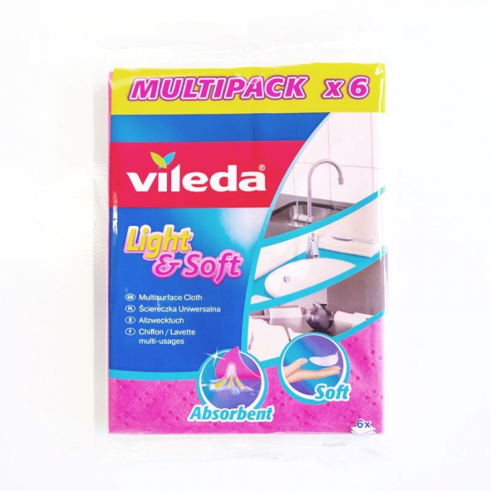 Set 6 Lavete Perforate Vileda Light and Soft, 34x45 cm, Vascoza Roz [2]