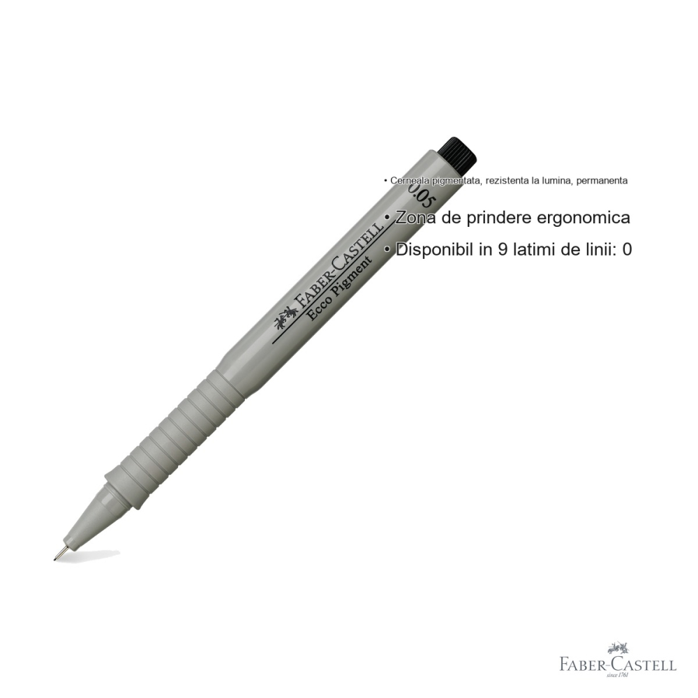 Liner 0.05mm Faber-Castell Ecco Pigment, cerneala pigmentata negra rezistenta la apa, pentru desen tehnic si schite [3]