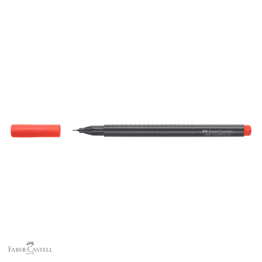 Liner 0.4 mm rosu Faber-Castell Grip, cerneala lavabila, pentru desen tehnic si scriere de precizie [4]