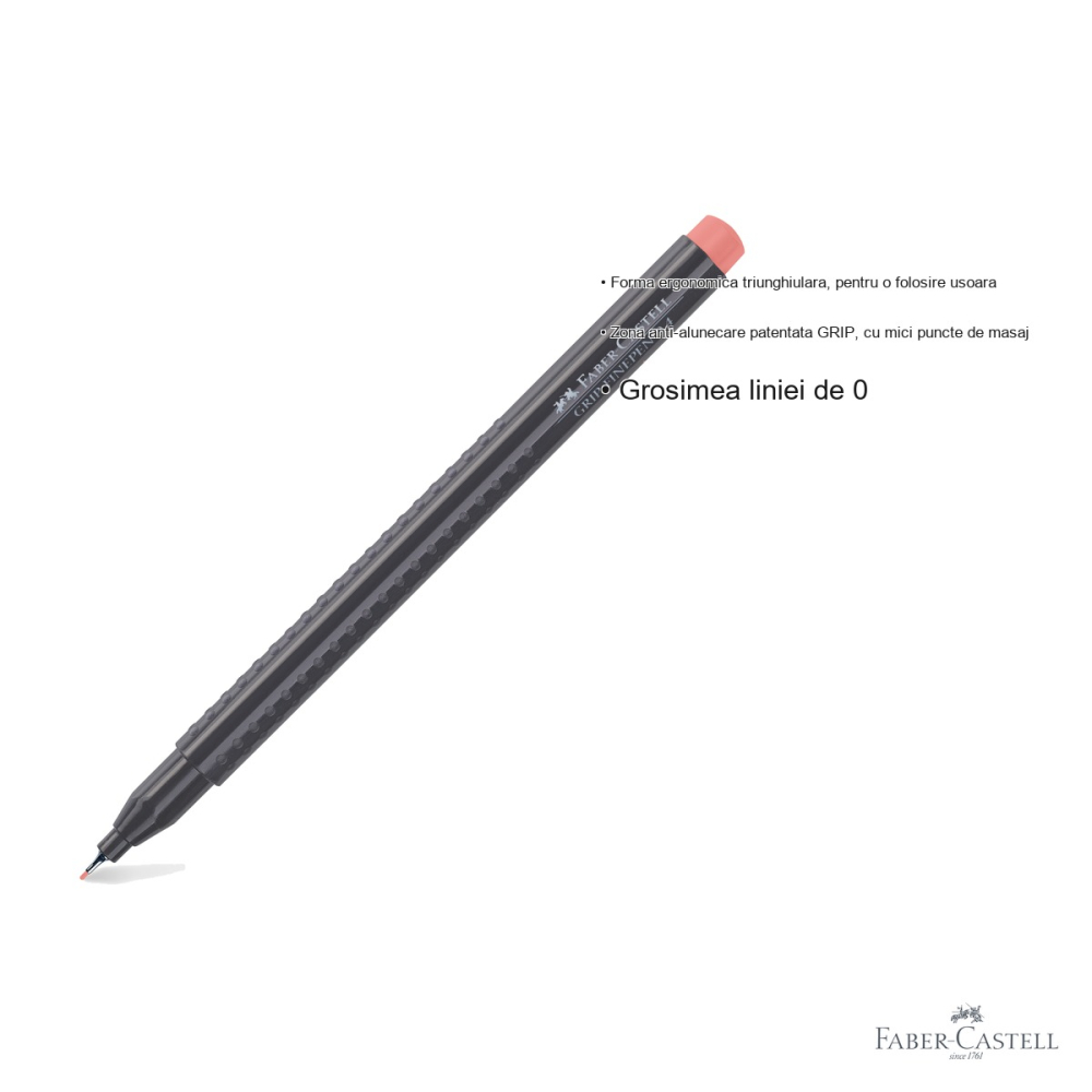 Liner 0.4 mm visiniu Faber-Castell Grip, forma ergonomica triunghiulara, pentru desen tehnic si scriere [3]