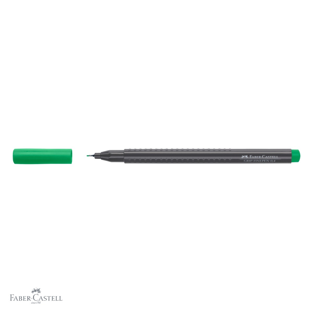 Liner 0.4mm verde Faber-Castell Grip, forma ergonomica triunghiulara, cerneala lavabila [4]
