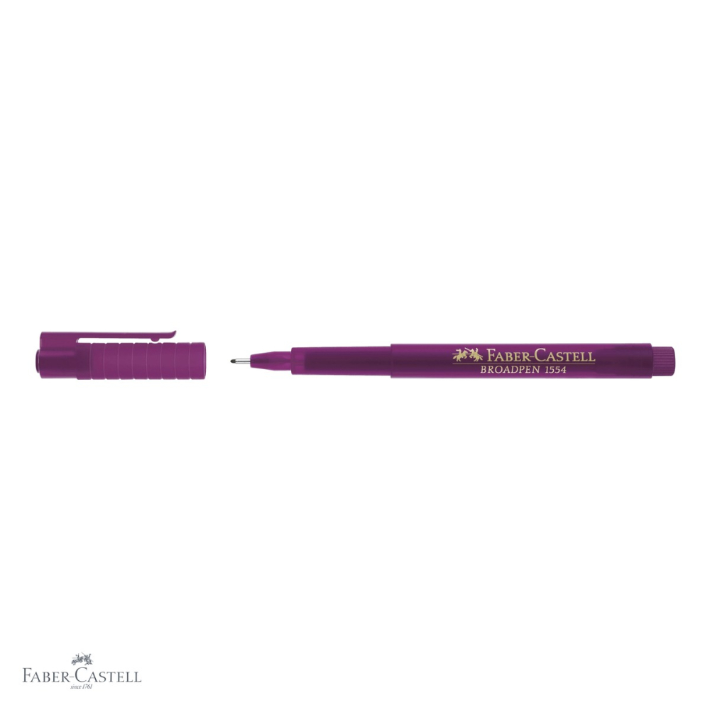 Liner 0.8 mm magenta Faber-Castell Broadpen 1554, cerneala permanenta pe baza de apa, pentru documente si desen tehnic [4]