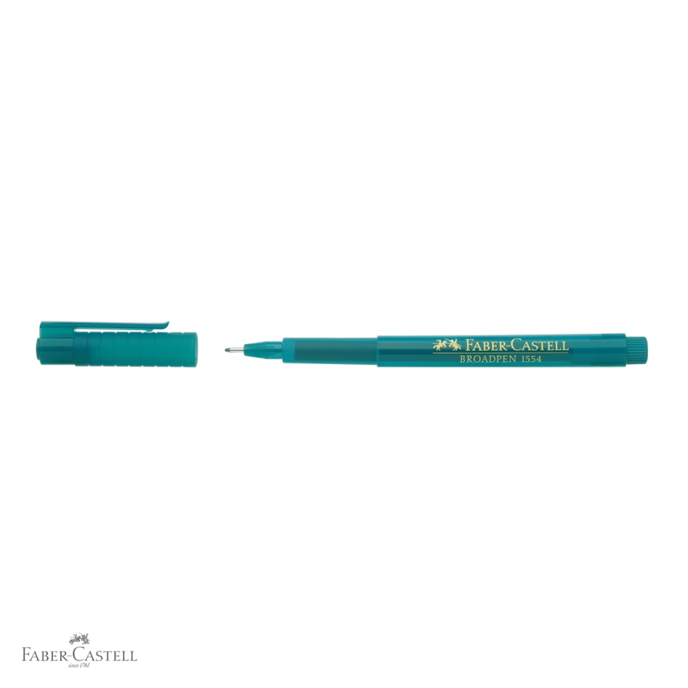 Liner 0.8 mm turcoaz Faber-Castell Broadpen 1554, cerneala permanenta pe baza de apa, pentru documente si desen tehnic [4]