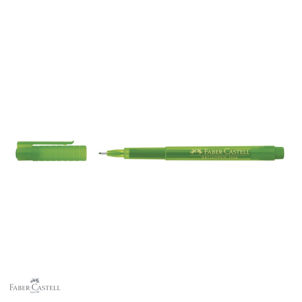 Liner 0.8 mm verde Faber-Castell Broadpen 1554, varf metalic, cerneala permanenta pentru documente [4]