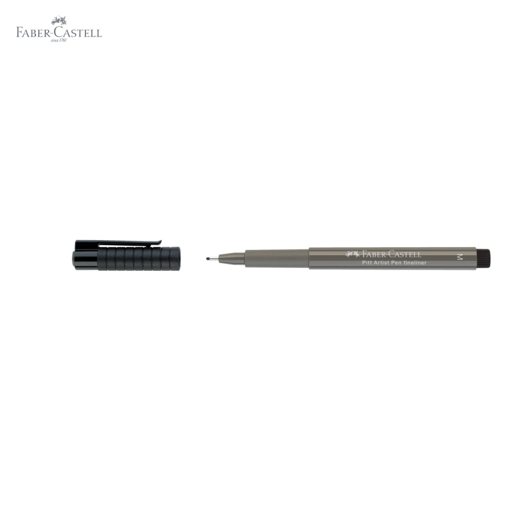 Liner artist Faber-Castell Pitt Artist Pen, varf M 0.7 mm, cerneala permanenta rezistenta la apa, gri cald IV [5]