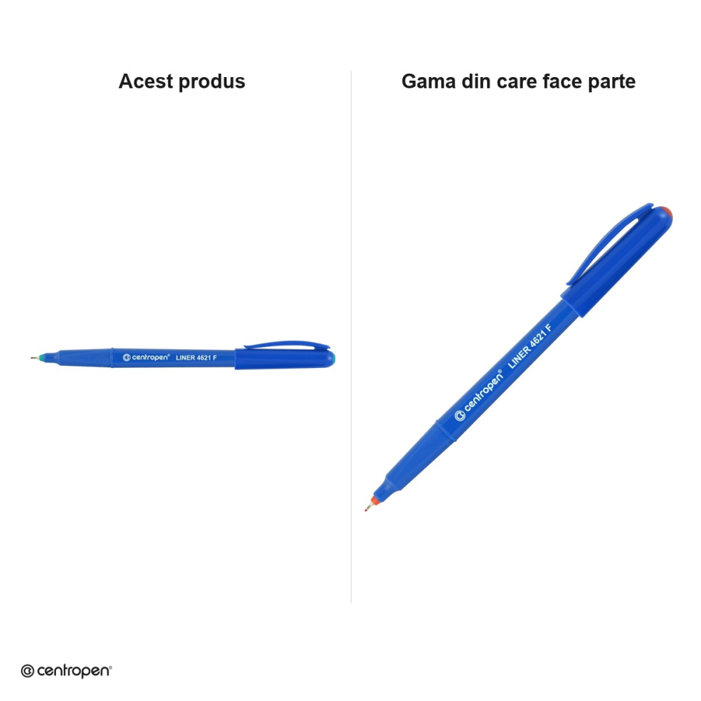 Liner Centropen 4621 F cu varf metalic, 0.3 mm, zona de prindere triunghiulara, verde [4]