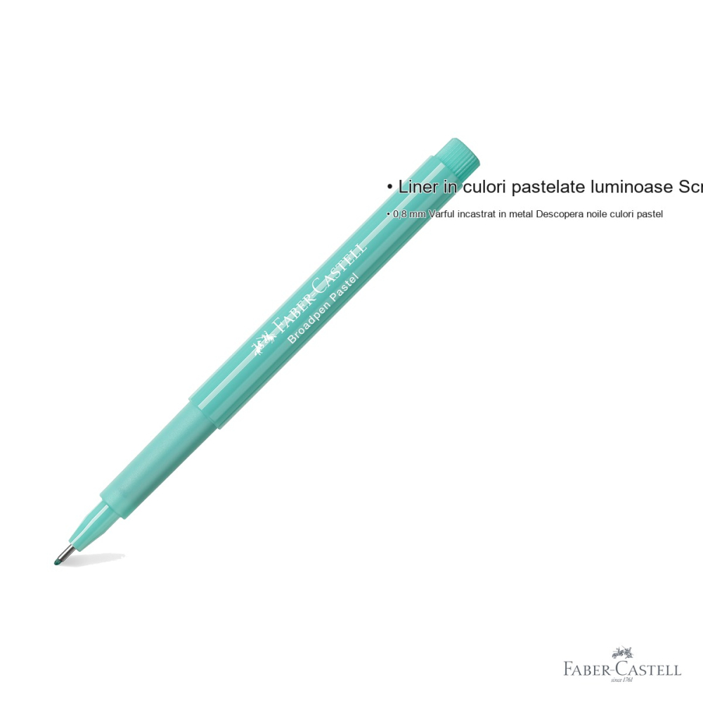 Liner Faber-Castell Broadpen 1544 turcoaz pastel, varf 0.8mm incastrat in metal, pentru scris si desen [3]