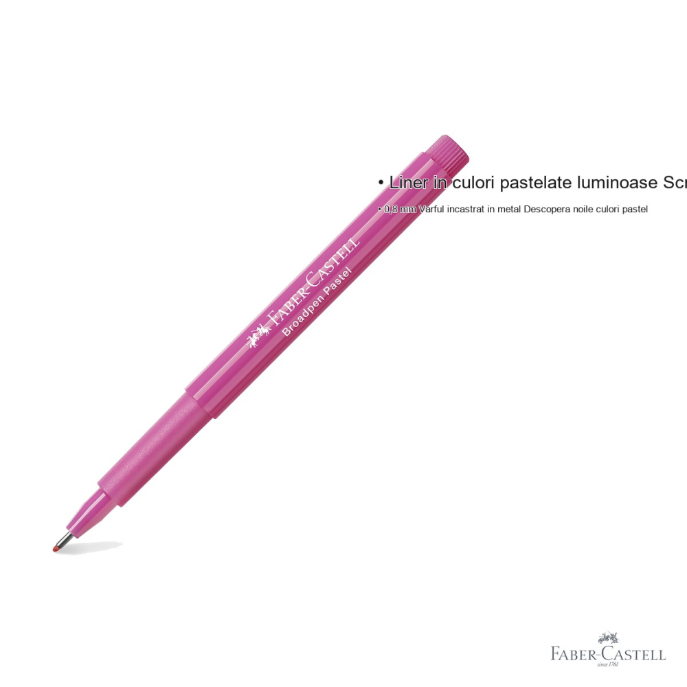 Liner Faber-Castell Broadpen 1554, culoare purpuriu pastel, varf 0.8 mm, pentru scris si desen [3]