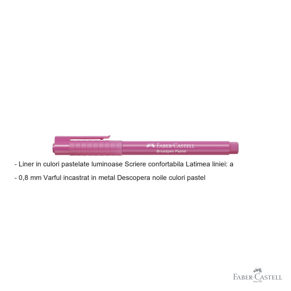 Liner Faber-Castell Broadpen 1554, culoare purpuriu pastel, varf 0.8 mm, pentru scris si desen [2]