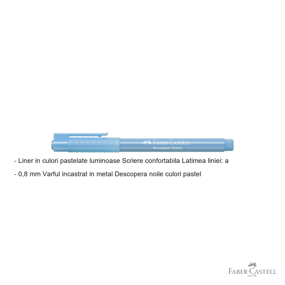 Liner Faber-Castell Broadpen 1554, varf 0.8 mm, culoare bleu pastel, pentru scris si desen [2]