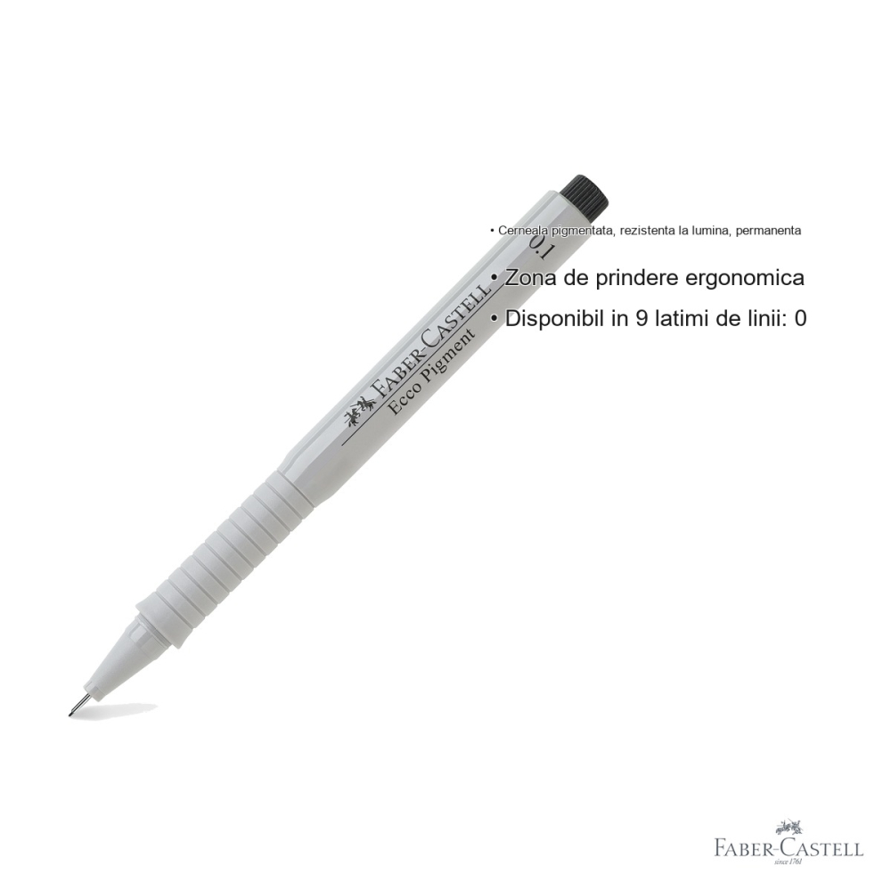 Liner Faber-Castell Ecco Pigment 0.1mm, cerneala pigmentata rezistenta la apa, pentru desen tehnic si schite [3]