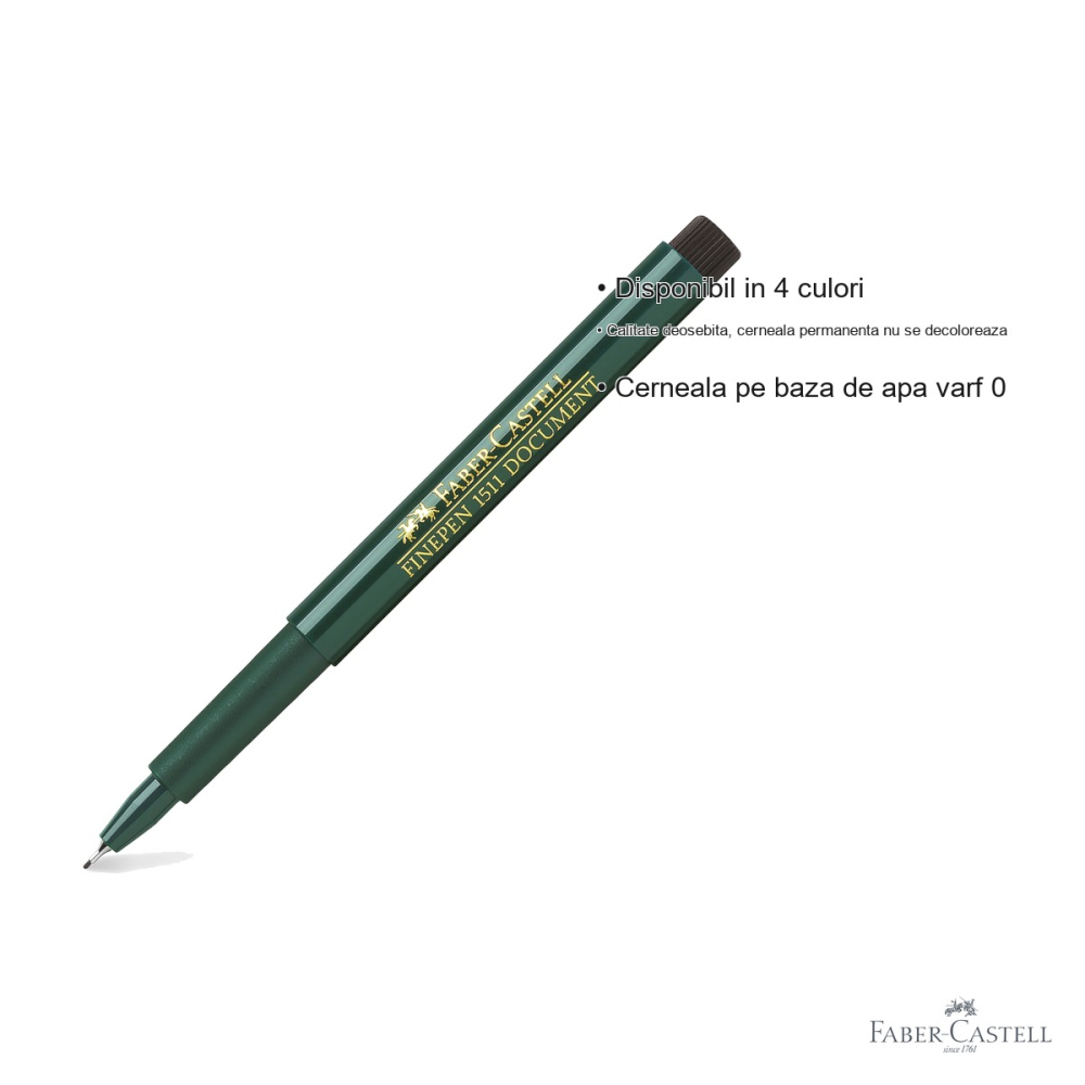 Liner Faber-Castell Finepen 1511, varf metalic 0.4 mm, cerneala permanenta pe baza de apa, negru [3]